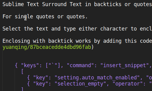 Sublime Text Surround Text in Backticks