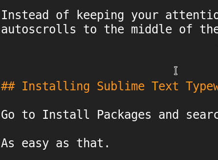 Sublime Text Typewriter Autoscroll